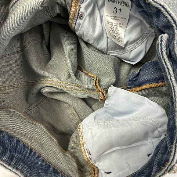 Driftwood Indie Patchwork Crop Bootcut Kick Frayed Hem Step Jeans Size 31 - Picture 8 of 15